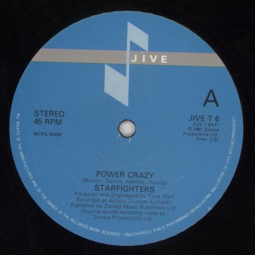 Starfighters Power Crazy 12" vinyl single (12 inch record / Maxi-single) UK VUA12PO737014