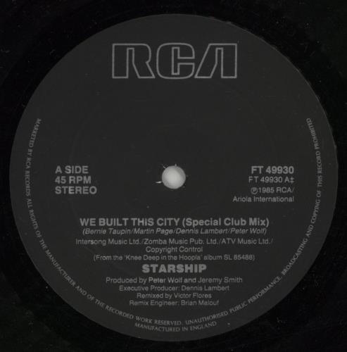 Starship We Built This City 12" vinyl single (12 inch record / Maxi-single) UK SHI12WE116560