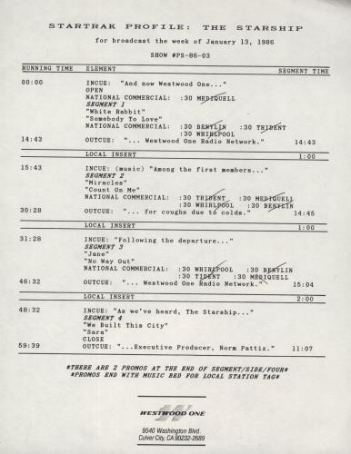 Starship Westwood One Startrak Profile 2-LP vinyl record set (Double LP Album) US SHI2LWE875617