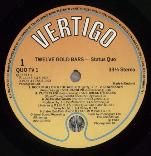 Status Quo 12 Gold Bars Volume 1+1 2-LP vinyl record set (Double LP Album) UK QUO2LGO700756