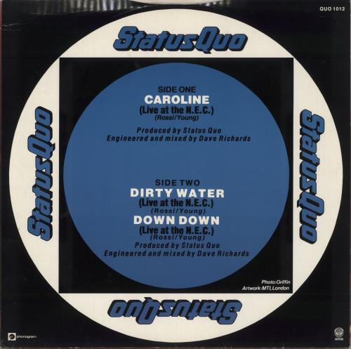 Status Quo Caroline (Live At The N.E.C.) 12" vinyl single (12 inch record / Maxi-single) UK QUO12CA59929
