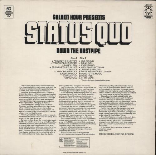 Status Quo Down The Dustpipe vinyl LP album (LP record) UK QUOLPDO421266