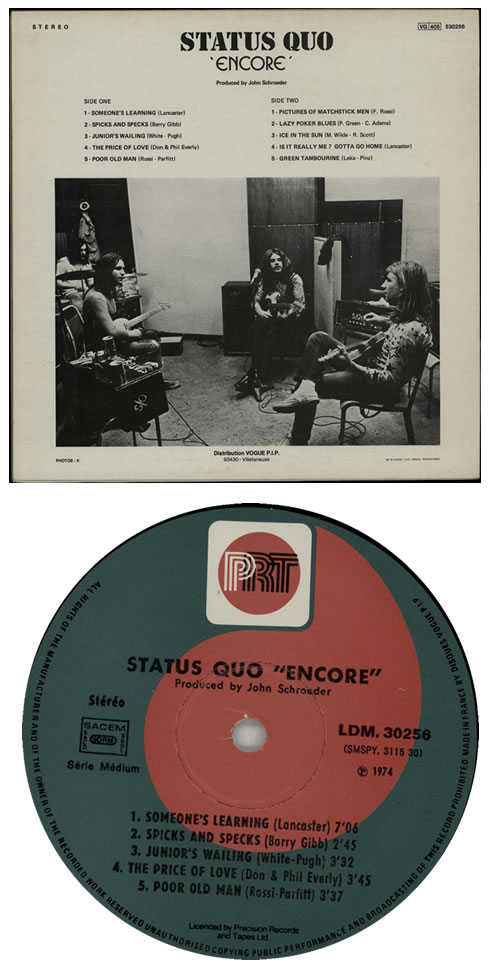Status Quo Encore - PRT Logo vinyl LP album (LP record) French QUOLPEN567464