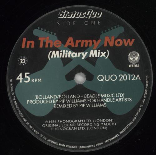 Status Quo In The Army Now 12" vinyl single (12 inch record / Maxi-single) UK QUO12IN34181