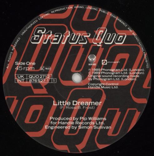 Status Quo Little Dreamer 12" vinyl single (12 inch record / Maxi-single) UK QUO12LI22742