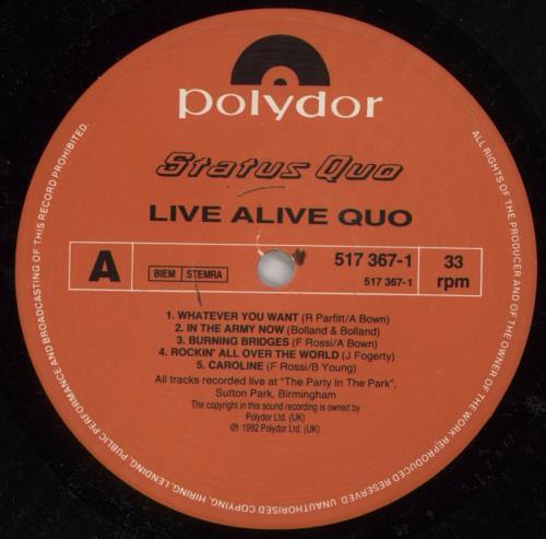Status Quo Live Alive Quo vinyl LP album (LP record) UK QUOLPLI719150