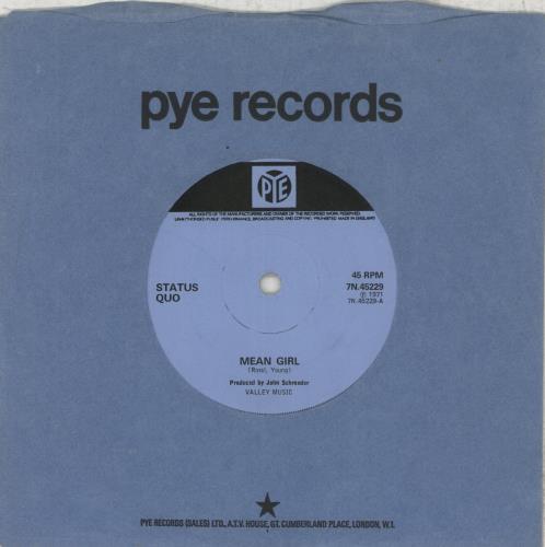 Status Quo Mean Girl - Solid 7" vinyl single (7 inch record / 45) UK QUO07ME856972