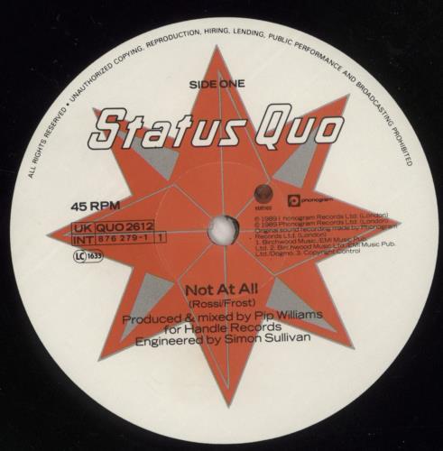 Status Quo Not At All 12" vinyl single (12 inch record / Maxi-single) UK QUO12NO39201
