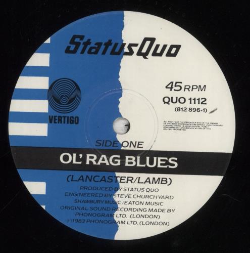 Status Quo Ol' Rag Blues - Ex 12" vinyl single (12 inch record / Maxi-single) UK QUO12OL701147