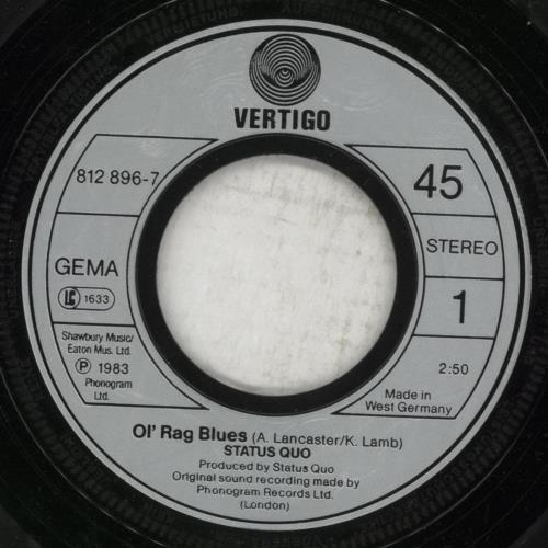 Status Quo Ol' Rag Blues 7" vinyl single (7 inch record / 45) German QUO07OL882288