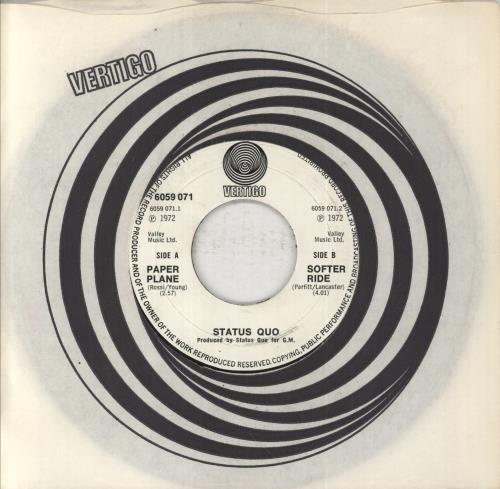 Status Quo Paper Plane - Wide 7" vinyl single (7 inch record / 45) UK QUO07PA05555