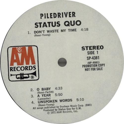 Status Quo Piledriver vinyl LP album (LP record) US QUOLPPI100893