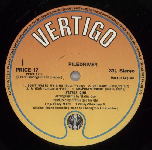 Status Quo Piledriver vinyl LP album (LP record) UK QUOLPPI578118