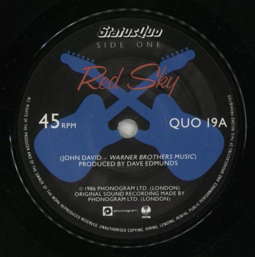 Status Quo Red Sky 7" vinyl single (7 inch record / 45) UK QUO07RE102539