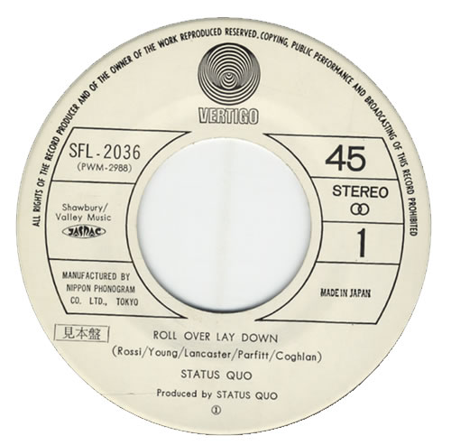 Status Quo Roll Over Lay Down 7" vinyl single (7 inch record / 45) Japanese QUO07RO262755