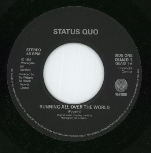 Status Quo Running All Over The World - Wide Centre 7" vinyl single (7 inch record / 45) UK QUO07RU870693