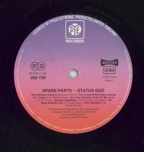 Status Quo Spare Parts vinyl LP album (LP record) German QUOLPSP870539