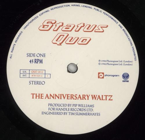 Status Quo The Anniversary Waltz - misprinted sleeve 12" vinyl single (12 inch record / Maxi-single) UK QUO12TH268406