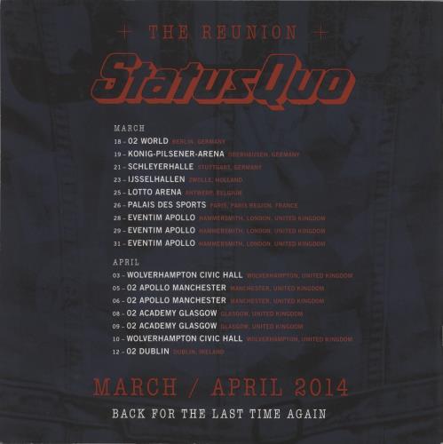 Status Quo The Frantic Four Reunion 2014 - Back 2 SQ.1 tour programme UK QUOTRTH881359
