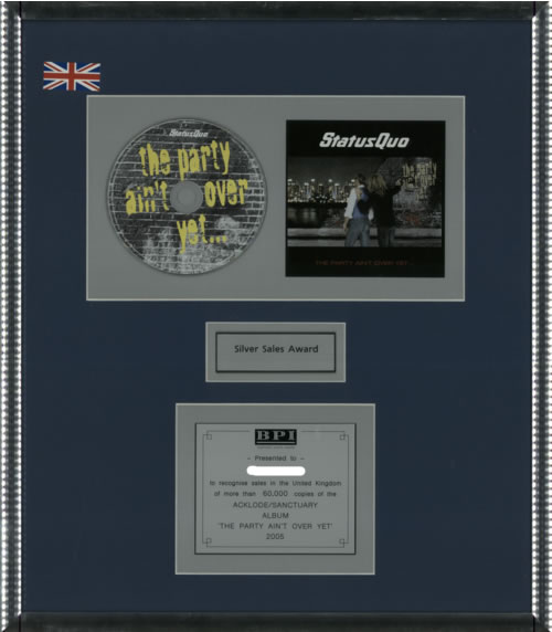 Status Quo The Party Ain't Over Yet award disc UK QUOAWTH578484