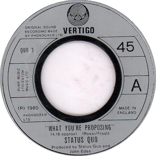 Status Quo What You're Proposing - Jukebox 7" vinyl single (7 inch record / 45) UK QUO07WH650188