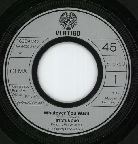 Status Quo Whatever You Want - P/S 7" vinyl single (7 inch record / 45) German QUO07WH31722