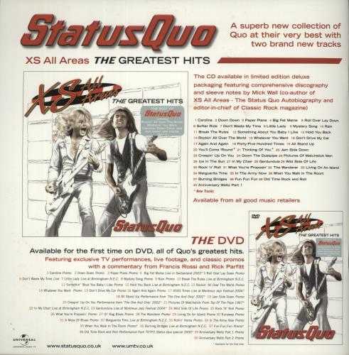 Status Quo XS All Areas tour programme UK QUOTRXS881354