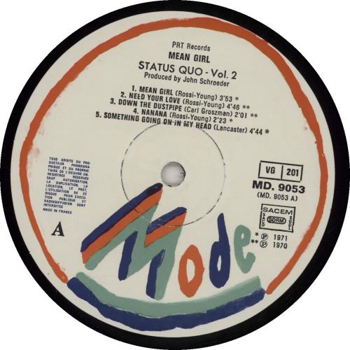 Status Quo Mean Girl 2nd French vinyl LP album (LP record) (763655)