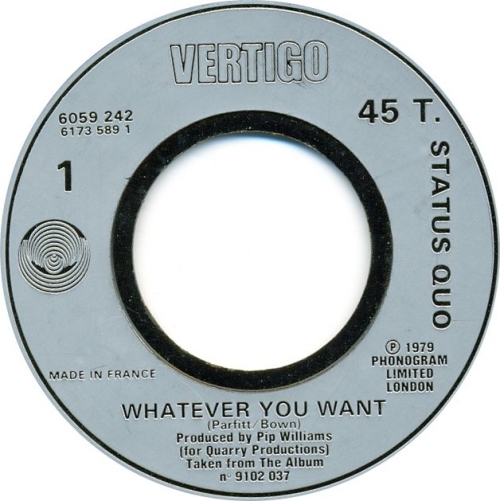 Status Quo Whatever You Want Jukebox French 7" vinyl single (7 inch