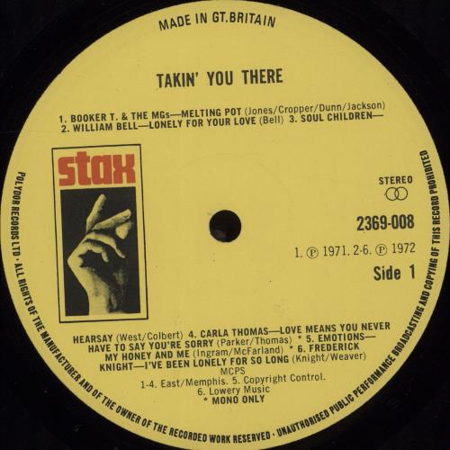 Stax Takin' You There vinyl LP album (LP record) UK SXLLPTA672803