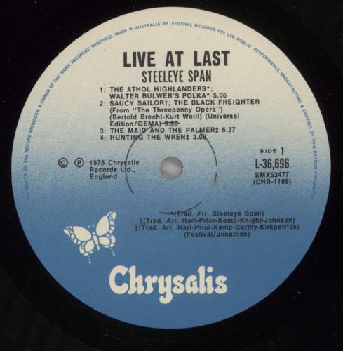 Steeleye Span Live At Last! vinyl LP album (LP record) Australian SSPLPLI889785