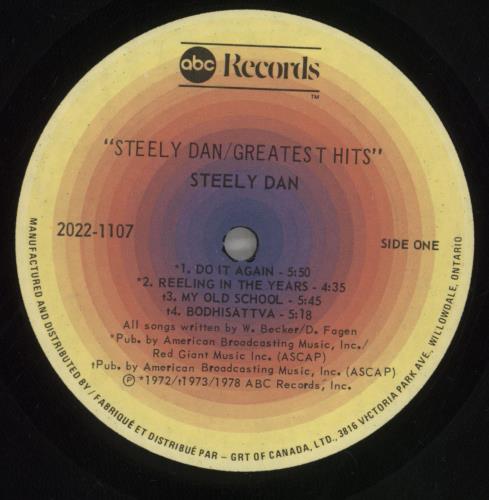 Steely Dan Greatest Hits - EX 2-LP vinyl record set (Double LP Album) Canadian S-D2LGR615026