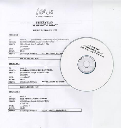 Steely Dan Yesterday & Today CD-R acetate Canadian S-DCRYE322119