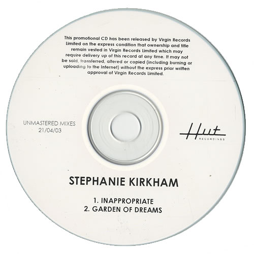 Stephanie Kirkham Inappropriate - Unmastered Mixes CD-R acetate UK SK-CRIN473311