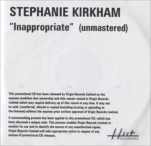 Stephanie Kirkham Inappropriate - Unmastered CD-R acetate UK SK-CRIN473314