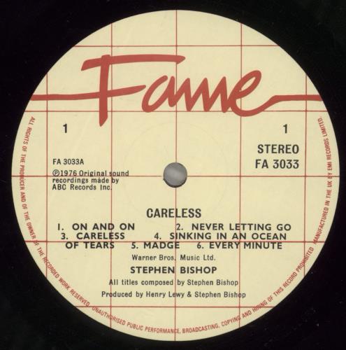 Stephen Bishop Careless vinyl LP album (LP record) UK SBILPCA284602
