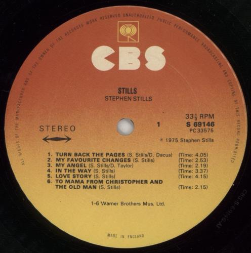 Stephen Stills Stills + Lyric Insert vinyl LP album (LP record) UK SPSLPST314479