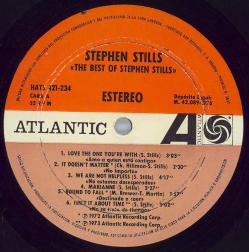 Stephen Stills The Best Of Stephen Stills vinyl LP album (LP record) Spanish SPSLPTH799713