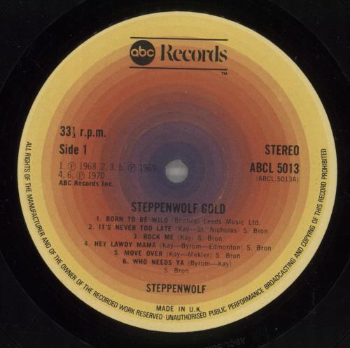 Steppenwolf Gold vinyl LP album (LP record) UK SPPLPGO887929