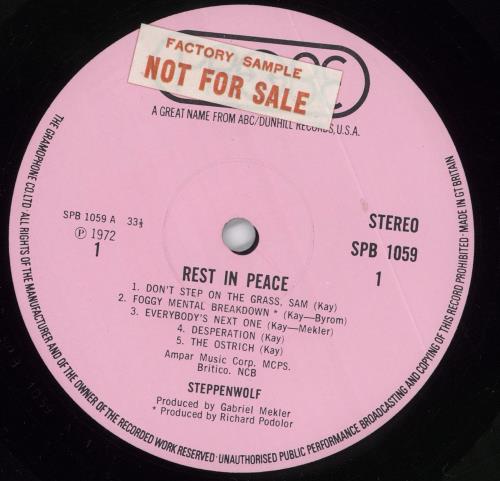 Steppenwolf Rest In Peace - Factory Sample vinyl LP album (LP record) UK SPPLPRE547068