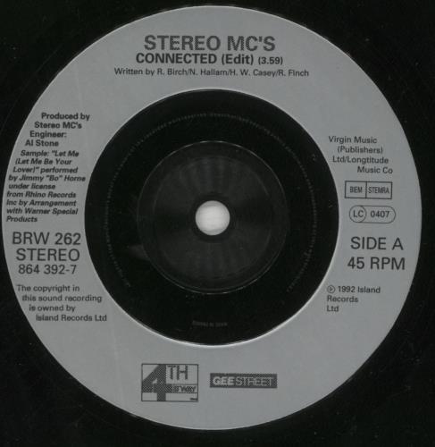 Stereo MCs Connected - Injection moulded 7" vinyl single (7 inch record / 45) UK SMC07CO641790