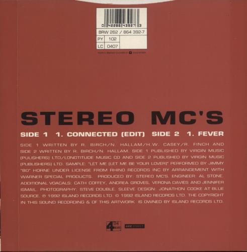 Stereo MCs Connected - Solid centre 7" vinyl single (7 inch record / 45) UK SMC07CO864480