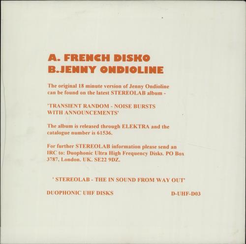 Stereolab French Disko 7" vinyl single (7 inch record / 45) UK STB07FR310460