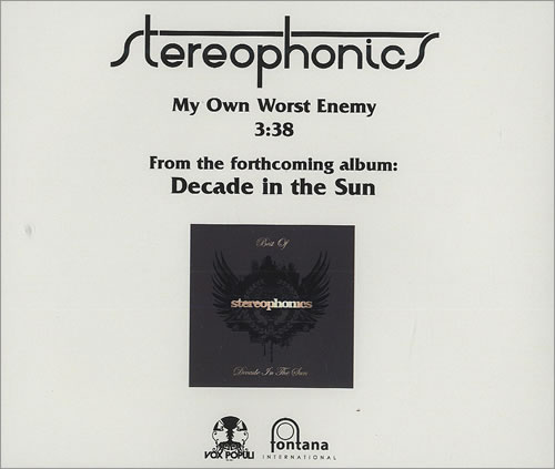 Stereophonics My Own Worst Enemy CD-R acetate US OPHCRMY460074