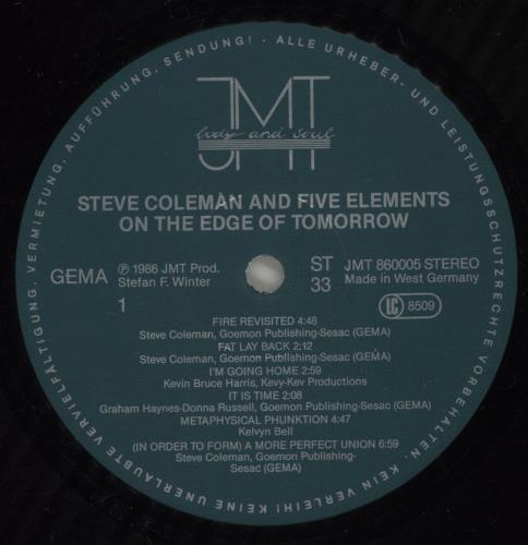 Steve Coleman On The Edge Of Tomorrow vinyl LP album (LP record) German 529LPON882920