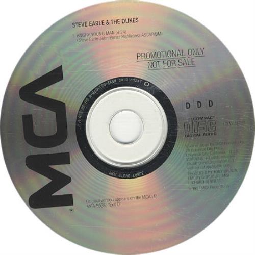 Steve Earle Angry Young Man CD single (CD5 / 5") US EALC5AN156217