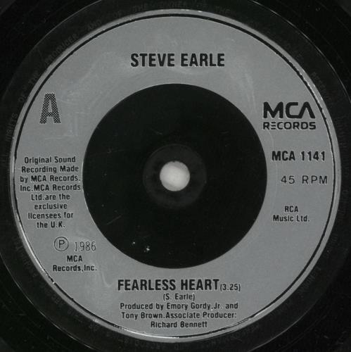 Steve Earle Fearless Heart 7" vinyl single (7 inch record / 45) UK EAL07FE197413