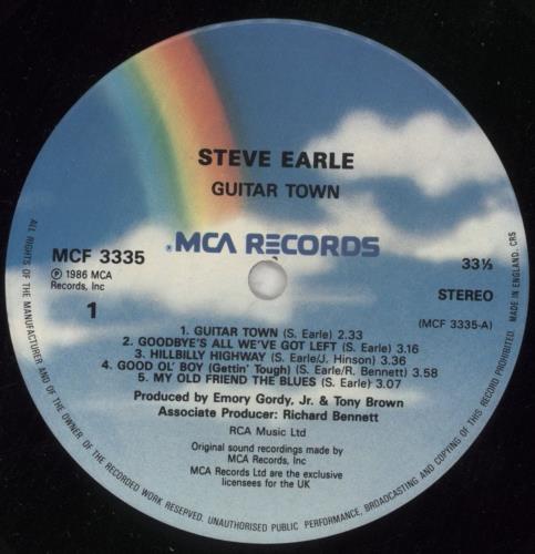 Steve Earle Guitar Town vinyl LP album (LP record) UK EALLPGU333495