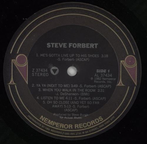 Steve Forbert Steve Forbert - shrink vinyl LP album (LP record) US FBTLPST866176