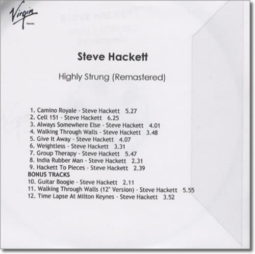 Steve Hackett Cured and Highly Strung CD-R acetate UK SVECRCU390939